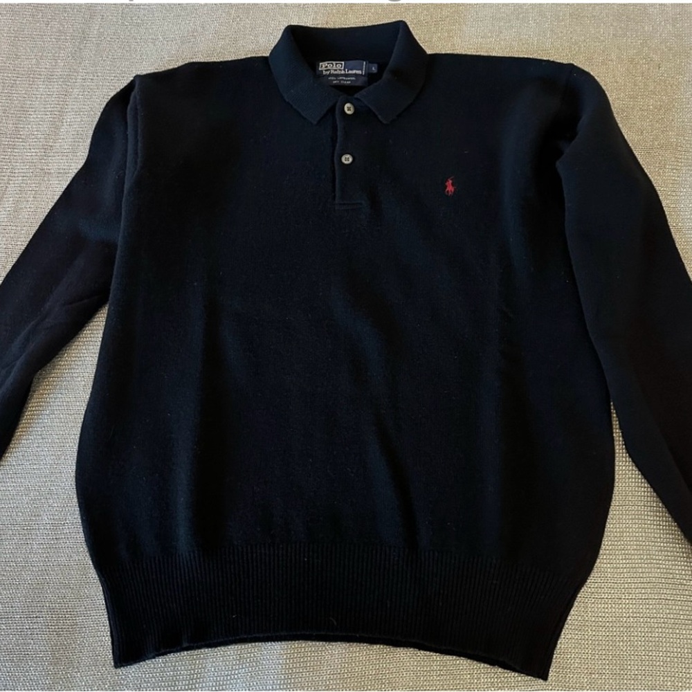 Polo by Ralph Lauren Black Crew Sweater with Red Pony
